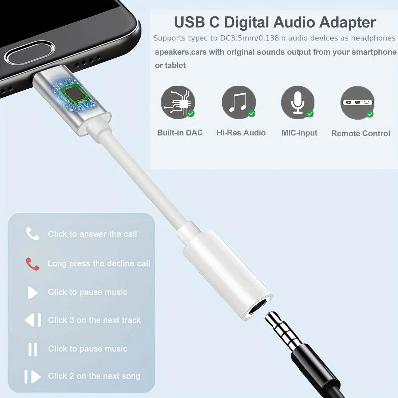 Adaptateur USB-C vers Jack 3.5mm Audio