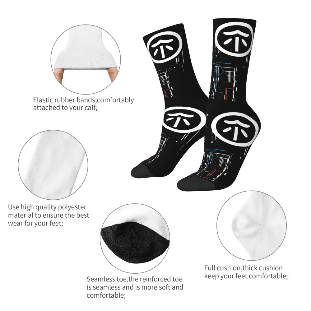 Techwear Men's Crew Socks Unisex Fun Japanese Future Tech Street Wear Style Spring Summer Autumn Winter Dress Socks