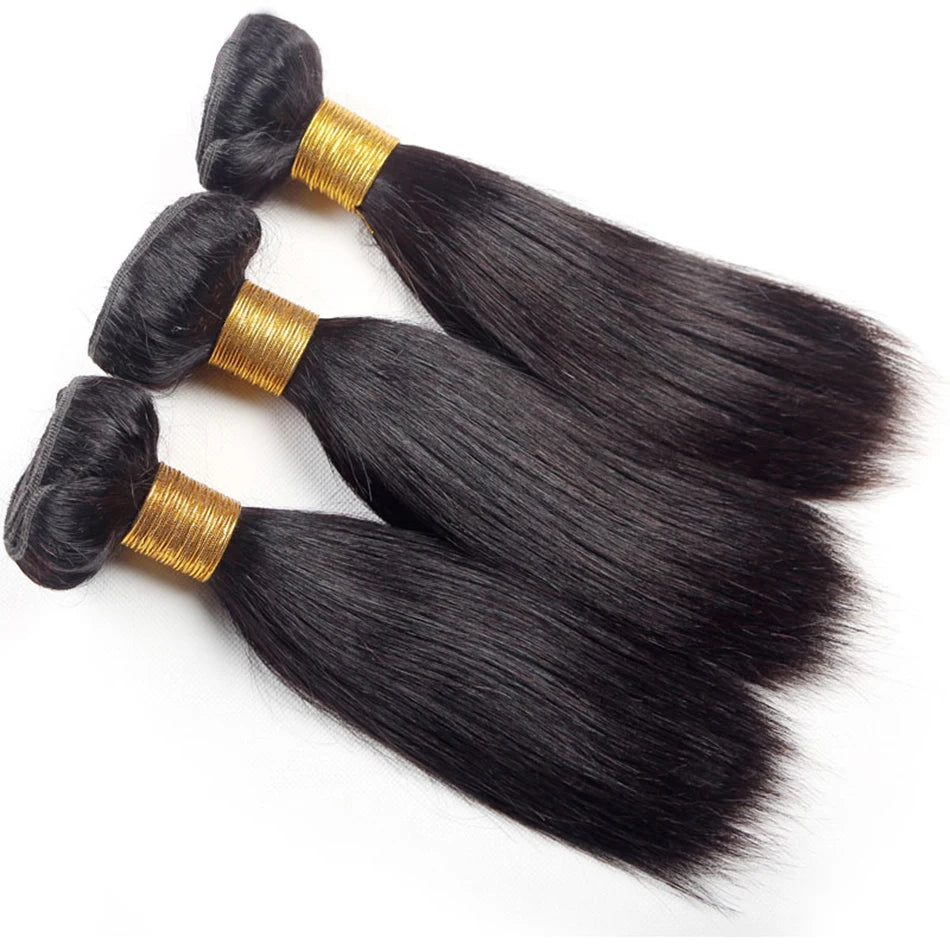 12A Malaysian Straight Bundles With Closure 3 Bundles With Closure Unprocessed Virgin Short Bob Tissage Bouclé Cheveux Humain