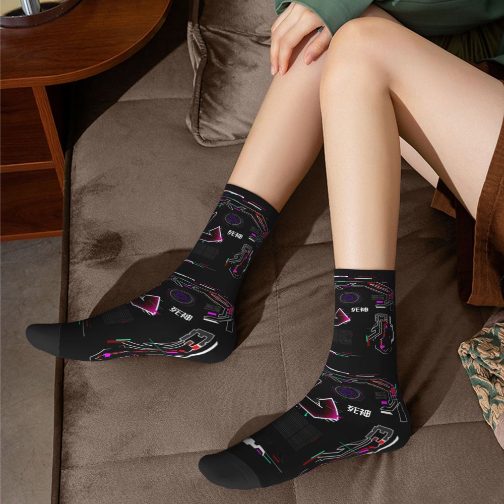 Techwear Men's Crew Socks Unisex Fun Japanese Future Tech Street Wear Style Spring Summer Autumn Winter Dress Socks