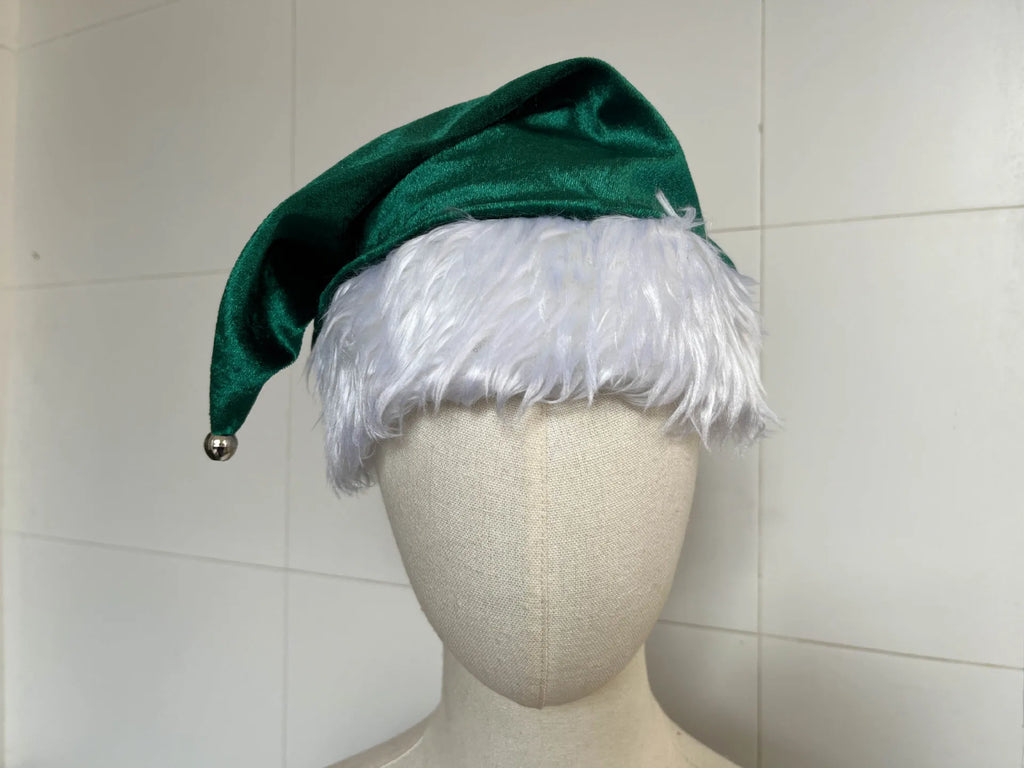 Christmas Elf Costume for Adults Men Women Couple Green Velvet Dress Suit Belt Hat Striped Stockings Xmas Party Cosplaywear