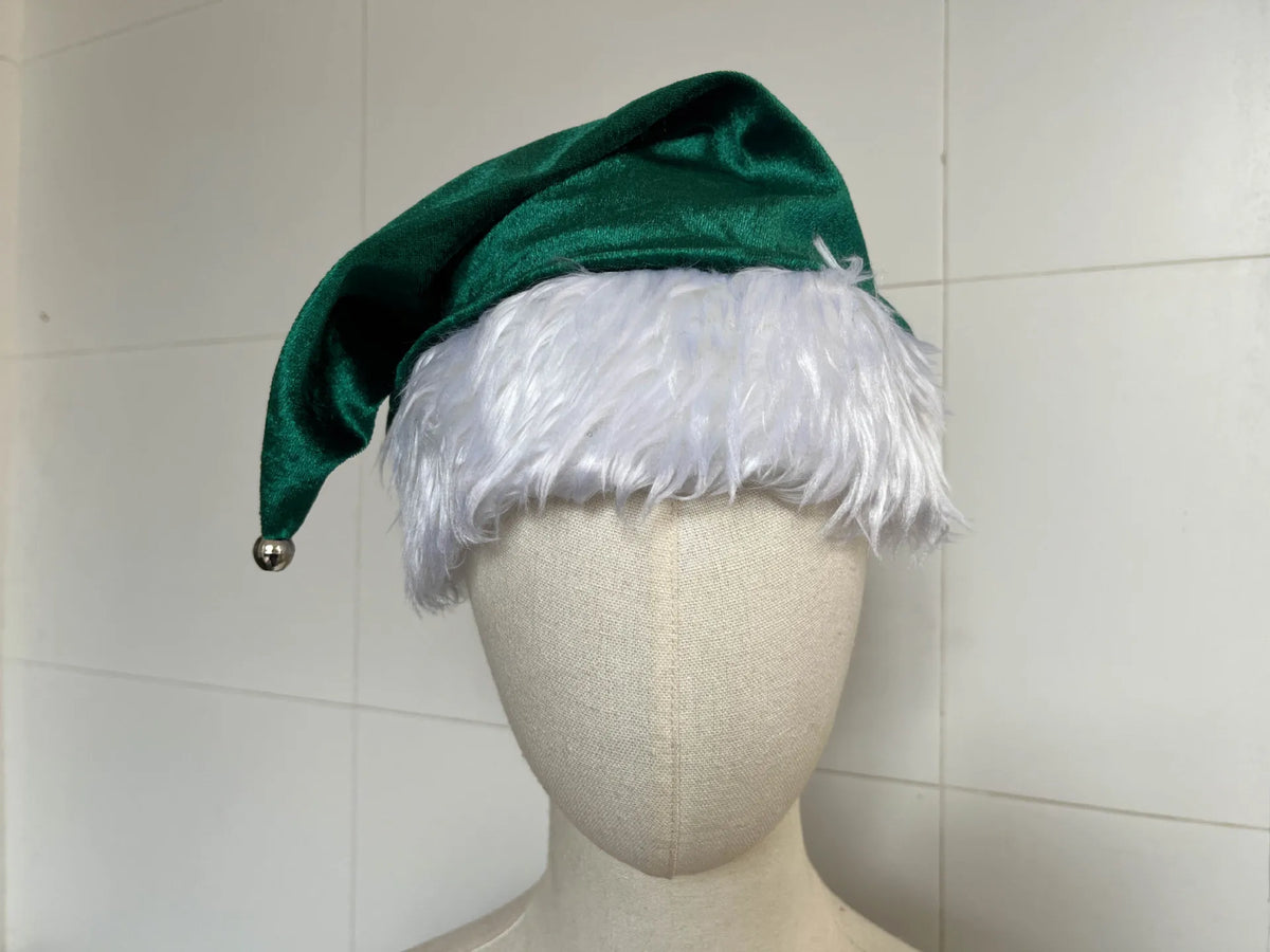 Christmas Elf Costume for Adults Men Women Couple Green Velvet Dress Suit Belt Hat Striped Stockings Xmas Party Cosplaywear