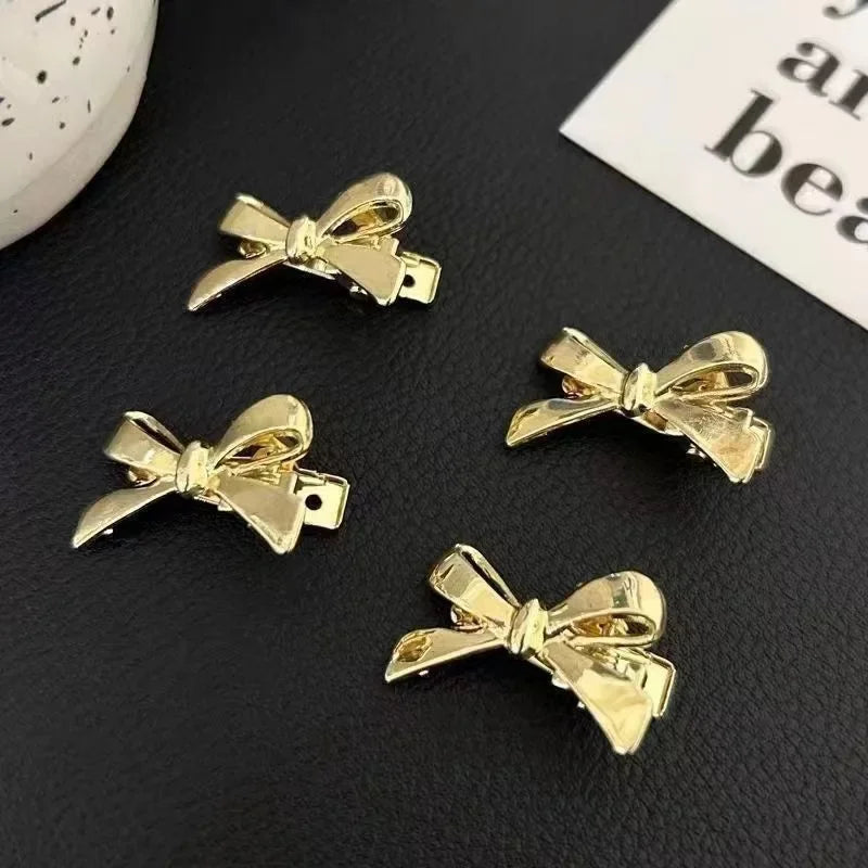 4Pcs/set of Women's New Golden Bow Mini Hairpins, Sweet and Cool Girl Bangs Hairpins and Hair Accessories