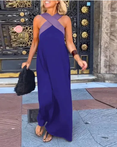 Summer Fashion Dresses For Women Sleeveless Solid Color Square-neck Casual Simple Elegant Suspender Loose Long Dresses 2025 New