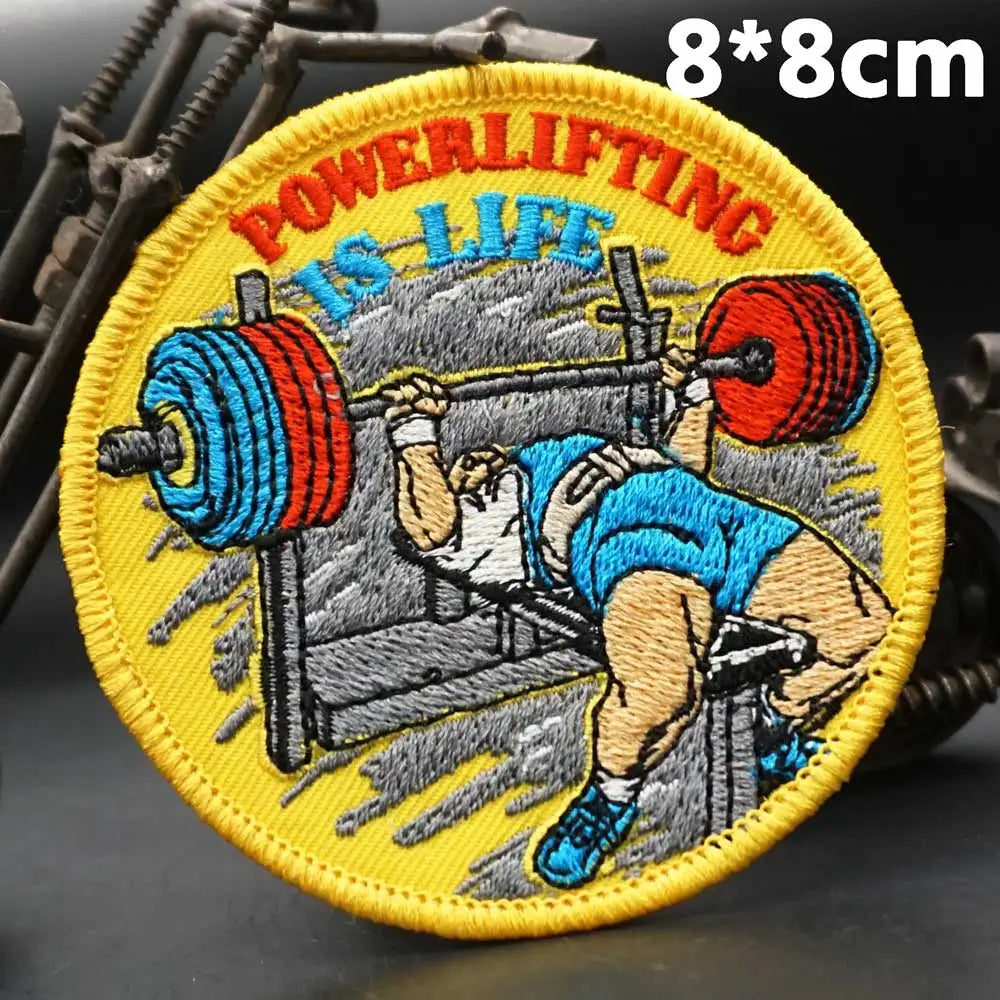 Patch brodé haltérophilie — À coudre sur vêtements, sacs et casquettes