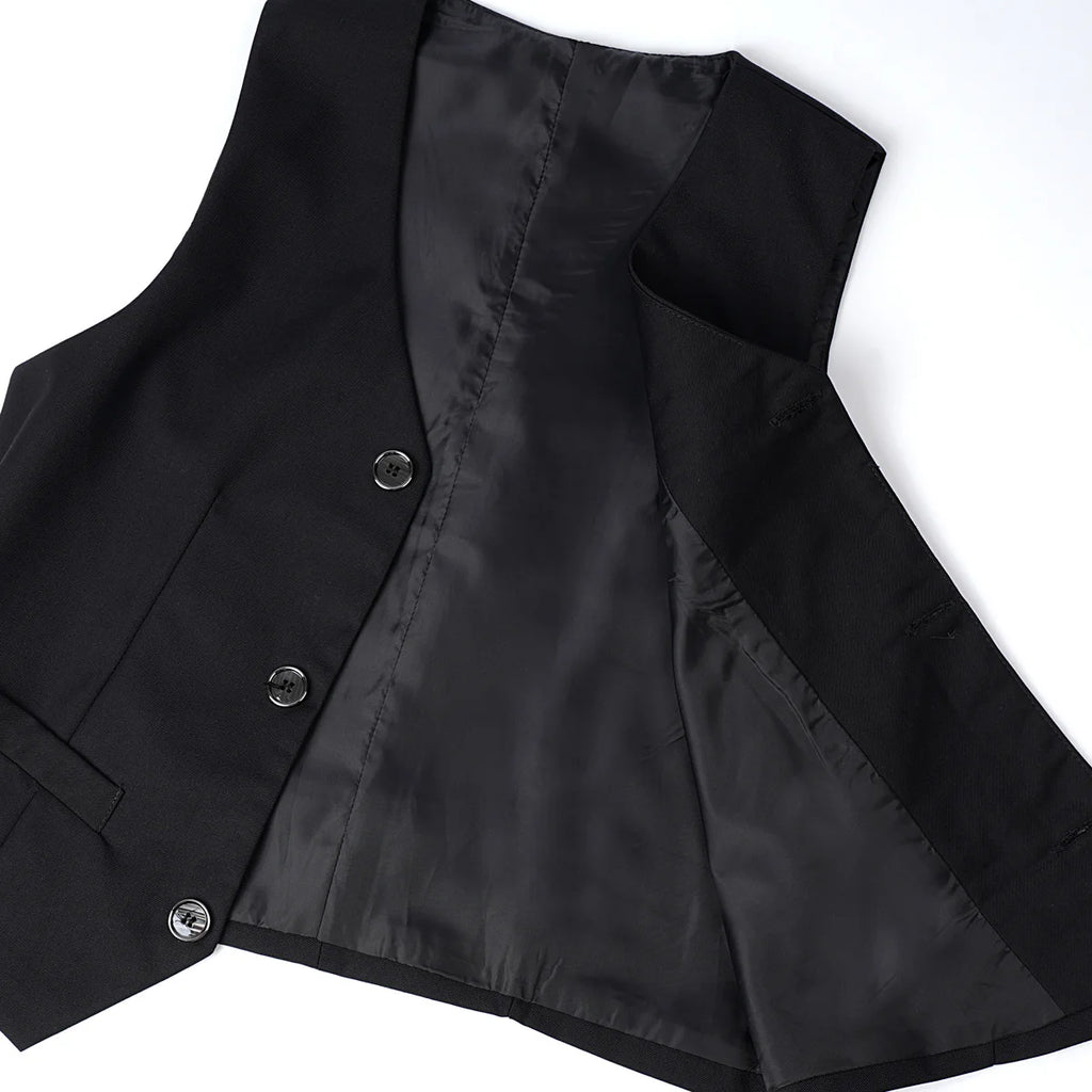 Kids Vest Children Black Boys Waistcoats Toddler Dress Suit Teenager Wedding Formal Piano Performance School Party Navy Clothes
