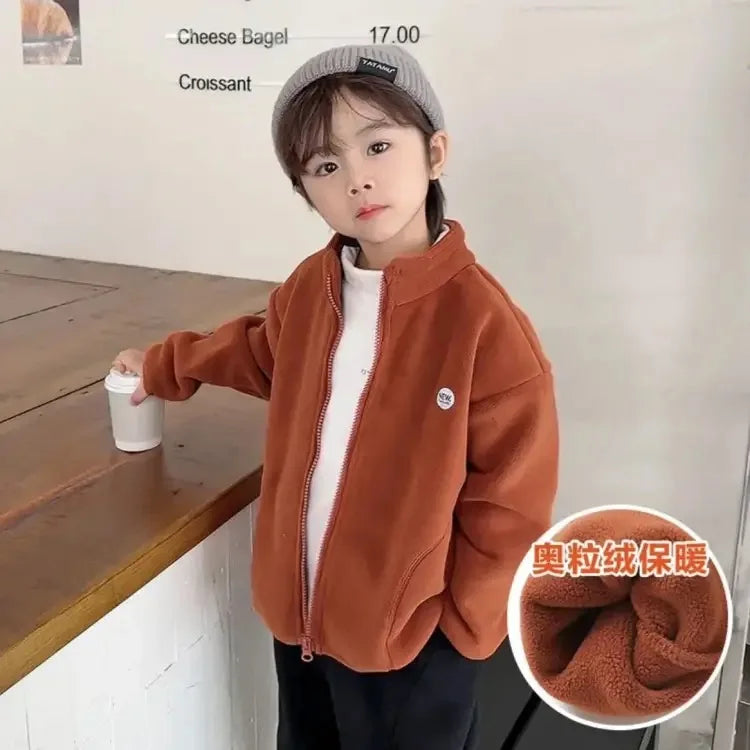 Manteau Polaire Enfant À Capuche – Double Polaire Chaud Zipé 2-14 Ans