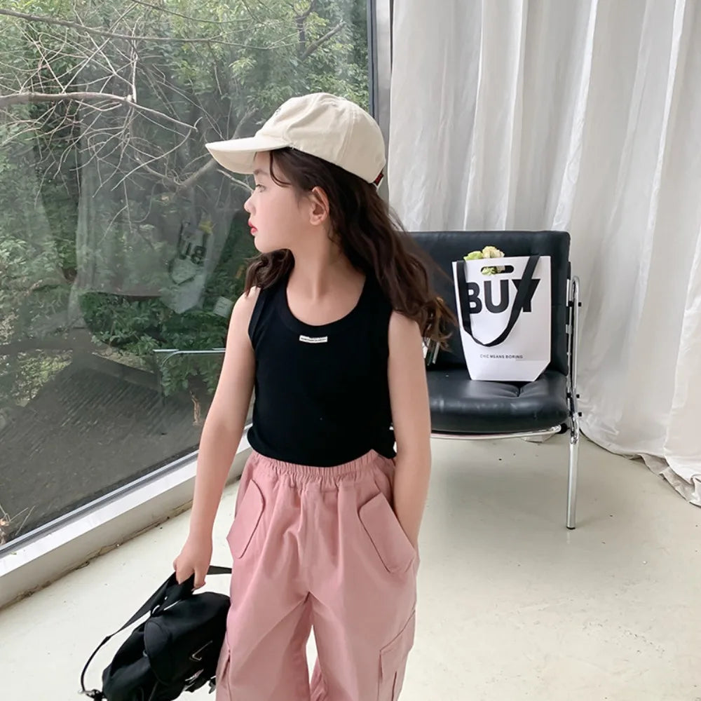 Kids Underwear Girls Tops Vests Children Summer Vest Tops for Boys Solid Tank Top Boy Clothes Cotton Tees Sleeveless 2 To 8Y