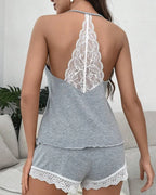 Pyjama femme 2 pièces – Débardeur et short à dentelle