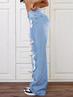 Jean large femme déchiré – Taille haute