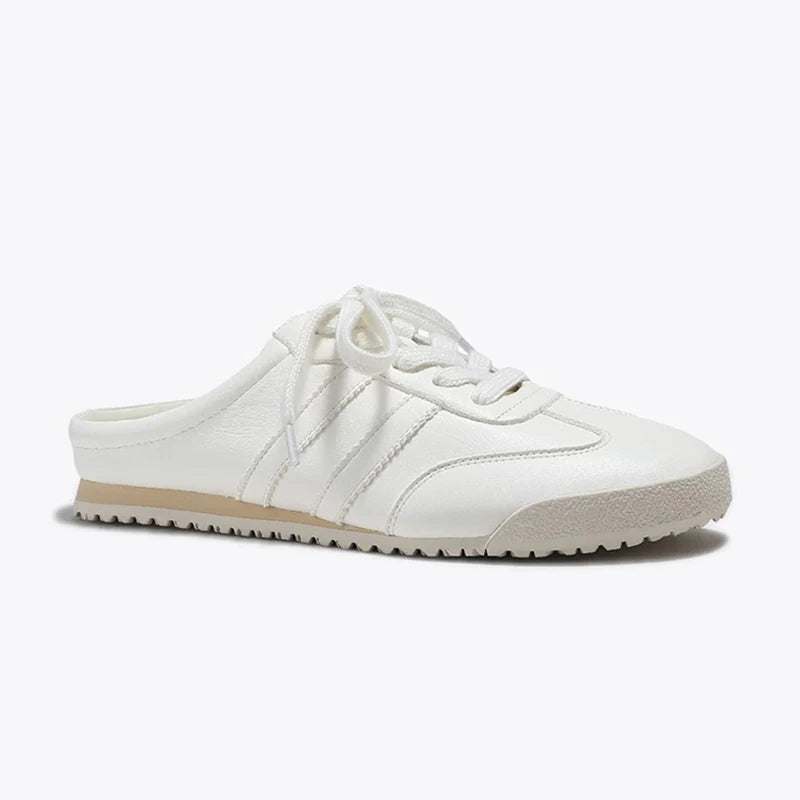 Mules Sneaker Femme – Talon Intérieur 5cm Bout Fermé Blanc Été