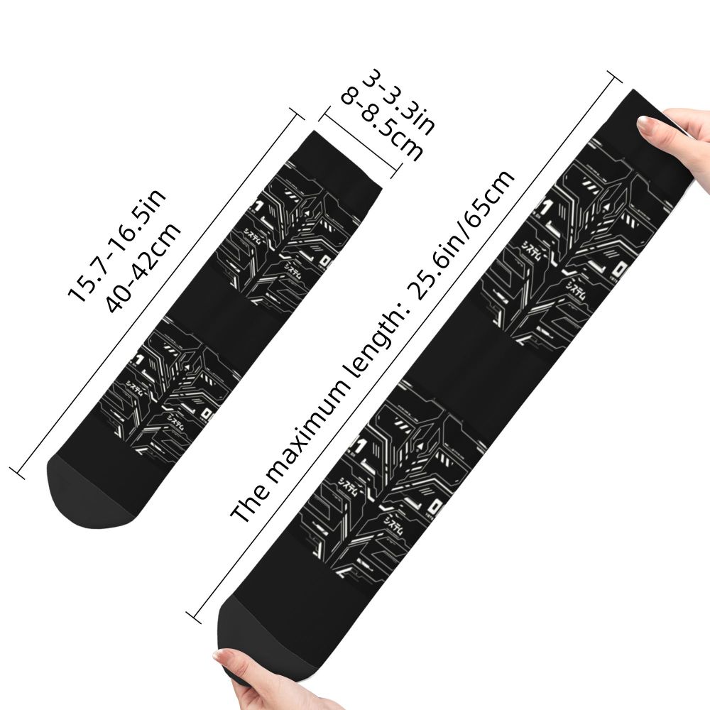 Techwear Men's Crew Socks Unisex Fun Japanese Future Tech Street Wear Style Spring Summer Autumn Winter Dress Socks