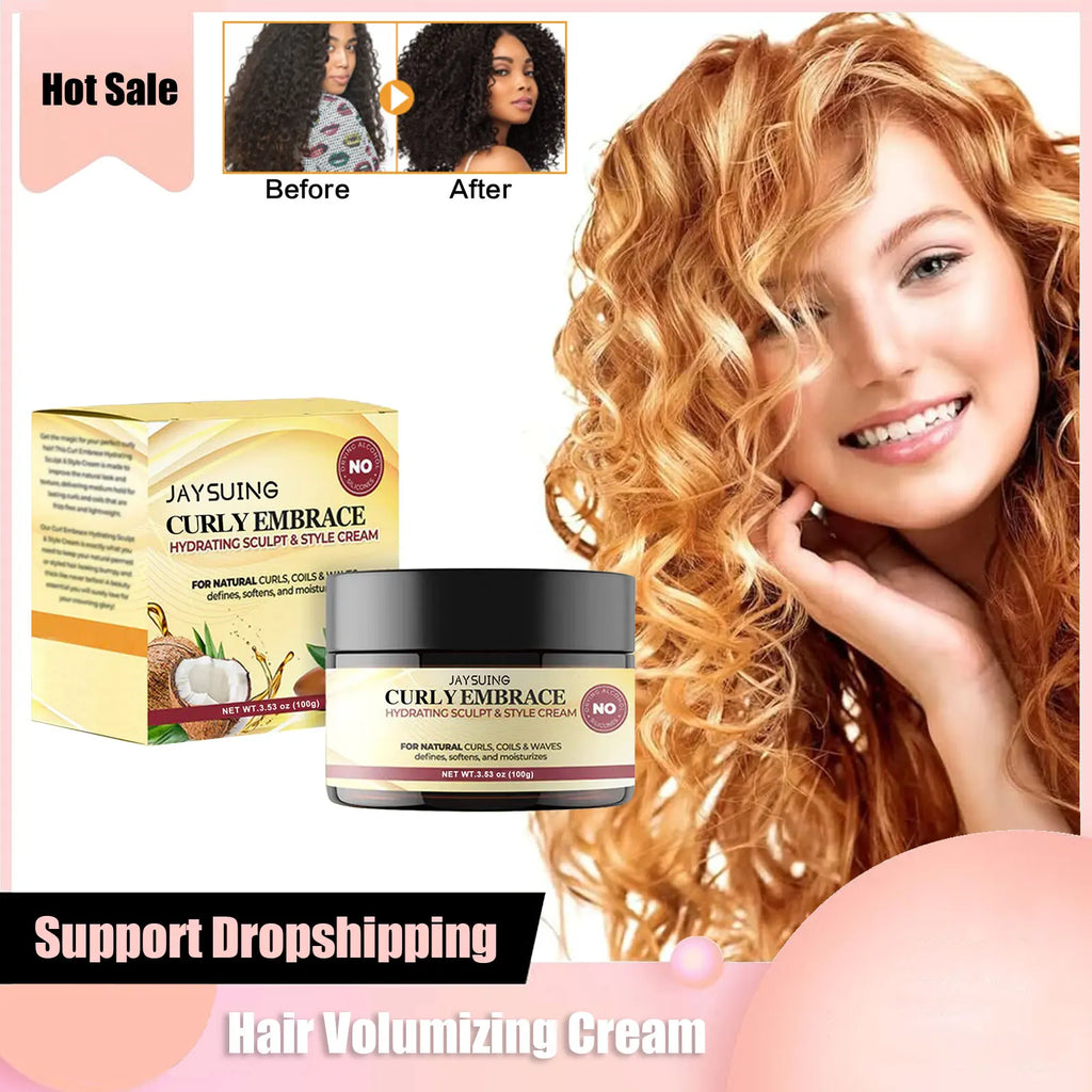 Hair Volumizing Cream Curly Hair Elastin Enhancer Hairstyle Conditioner Repair Frizz Smoothing Moisturizing Boost Defining Cream