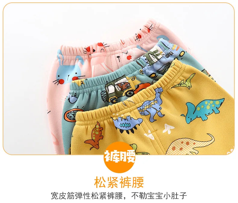 Children's Velvet Underwear Set Autumn and Winter New Long Sleeve Autumn Clothes Autumn Pants Thickened Warm Small and Medium si