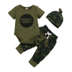 Newborn Baby Boy Summer Clothes Set Letters Short Sleeve Romper