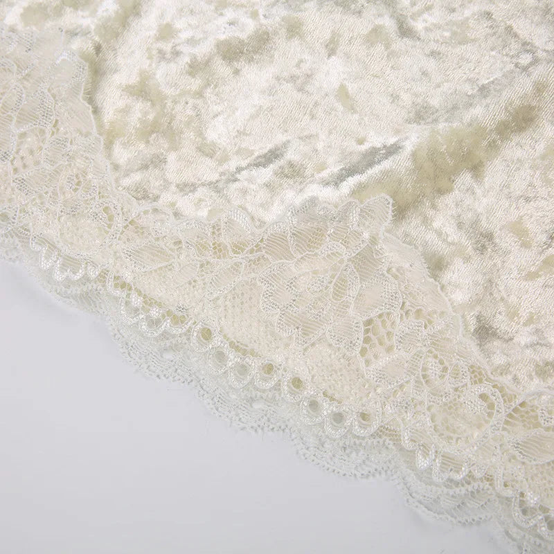 French retro velvet lace small suspender women's interior sexy backless lace V-neck vest base short top