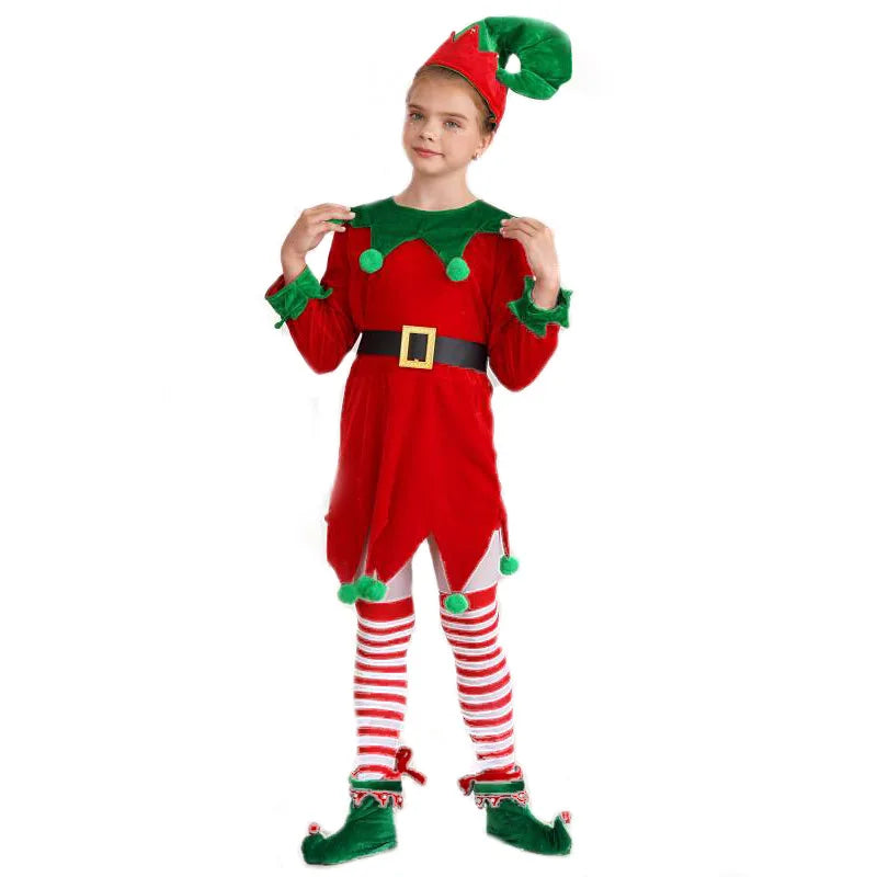 Enfant Elf Costume Christmas Toddler Niño Red Velvet Holiday Elfs Outfit Fancy Dress Up Costumes For Enfants New Arrivals 2026