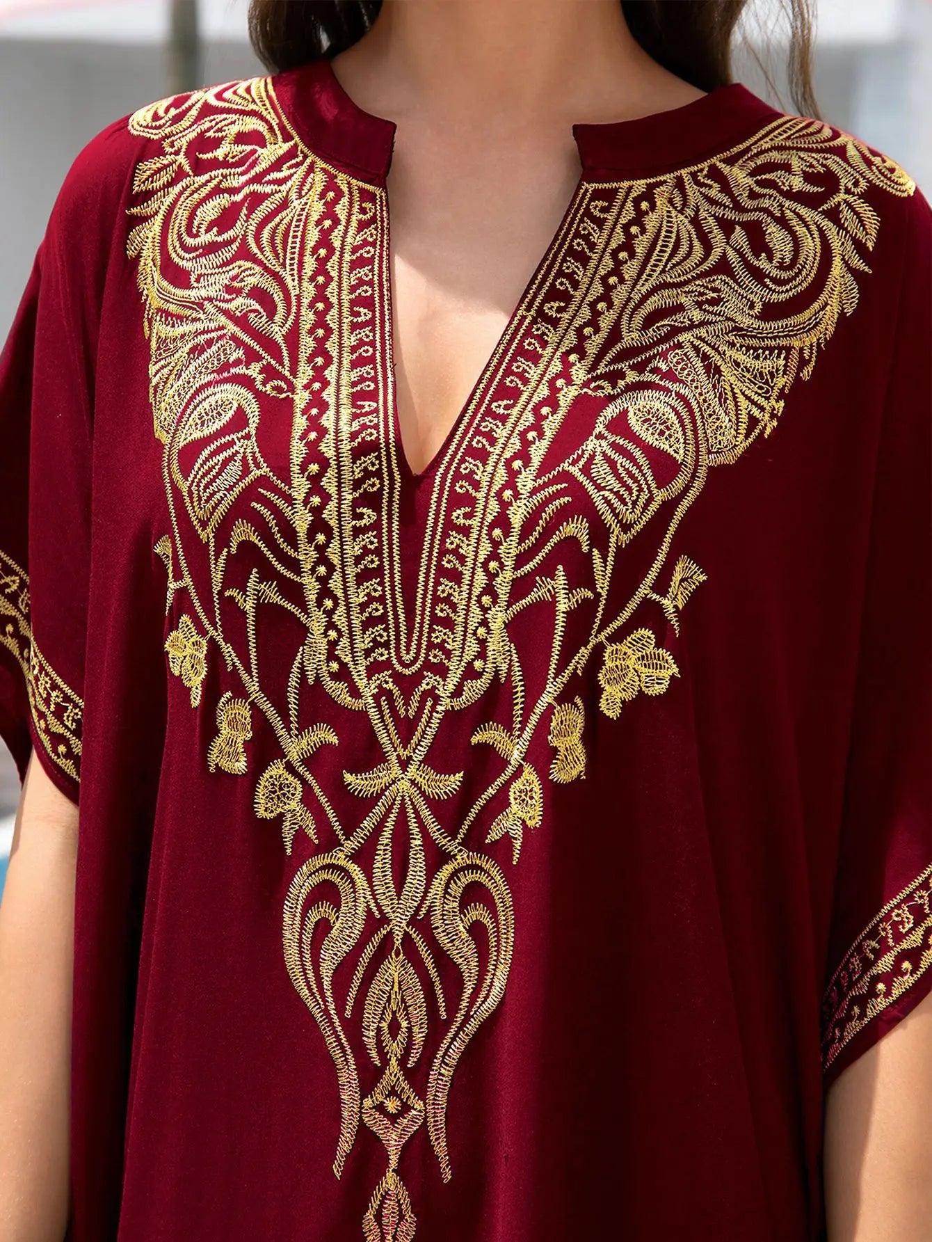 Boho Dress Women's Fashion Cotton Embroidered Beach Sun Protection Dresses For Women Loose Robe Bikini Swimsuit Outer Blouse