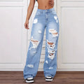 Jean femme taille haute déchiré – Coupe wide leg streetwear