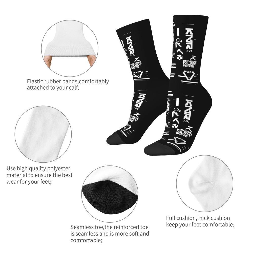 Techwear Men's Crew Socks Unisex Fun Japanese Future Tech Street Wear Style Spring Summer Autumn Winter Dress Socks