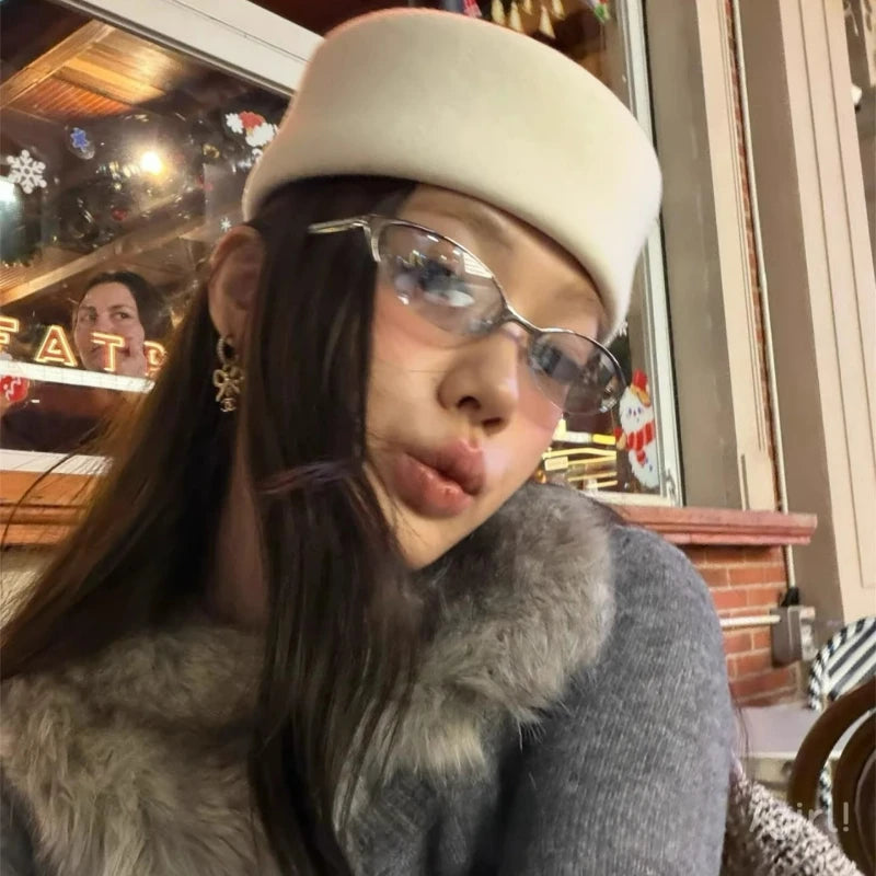 French Style Beret Hat Caps Airline Stewardess Flight Attendant Vintage Hat Black Flat Top Hat Hair Clip Hair Accessories