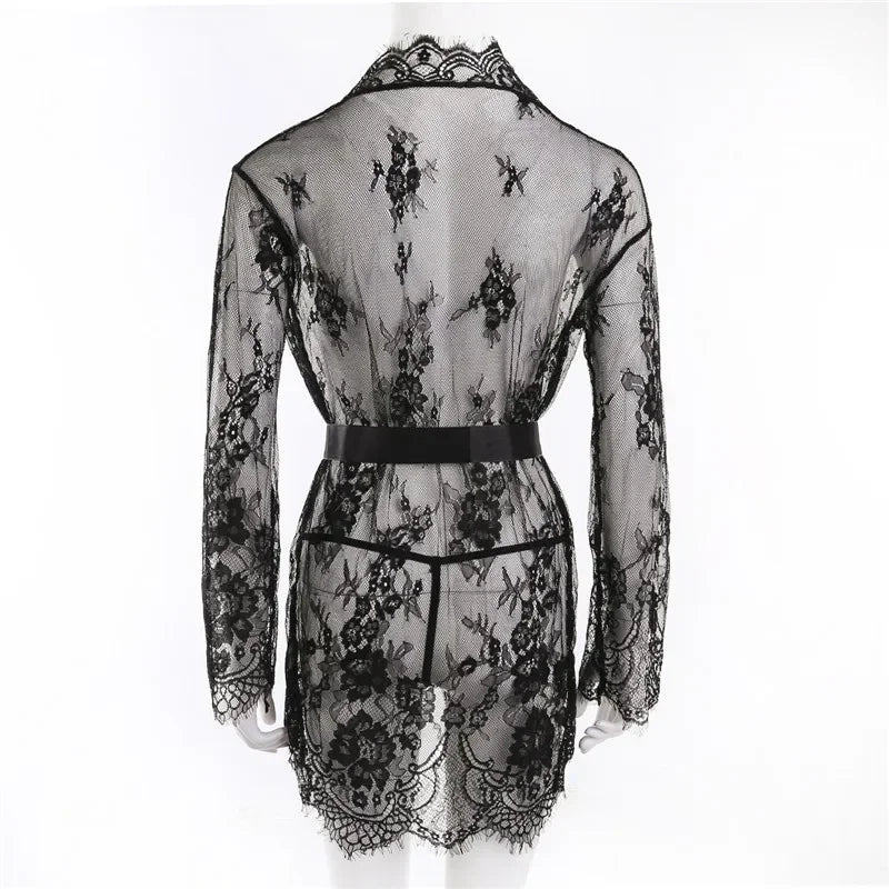 Kimono Dentelle Transparent Femme