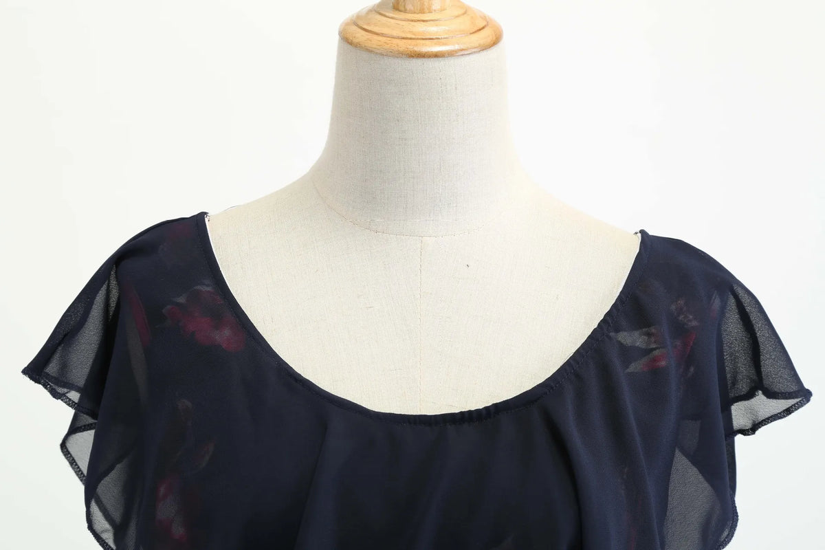 Dresses For Women Summer Style 2025 New Elegant Floral Printing Splicing Sexy Dresses Casual Office Lady Vestido Female Clothing