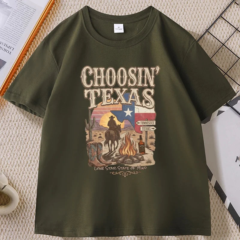 Vintage Country Music Merch T-shirt for Men Women Retro Western Cowboy T Shirt Soft Breathable Round Neck Tees Unisex Clothes