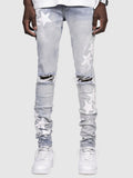 Jean homme slim déchiré – Streetwear délavé bleu, gris ou bleu clair