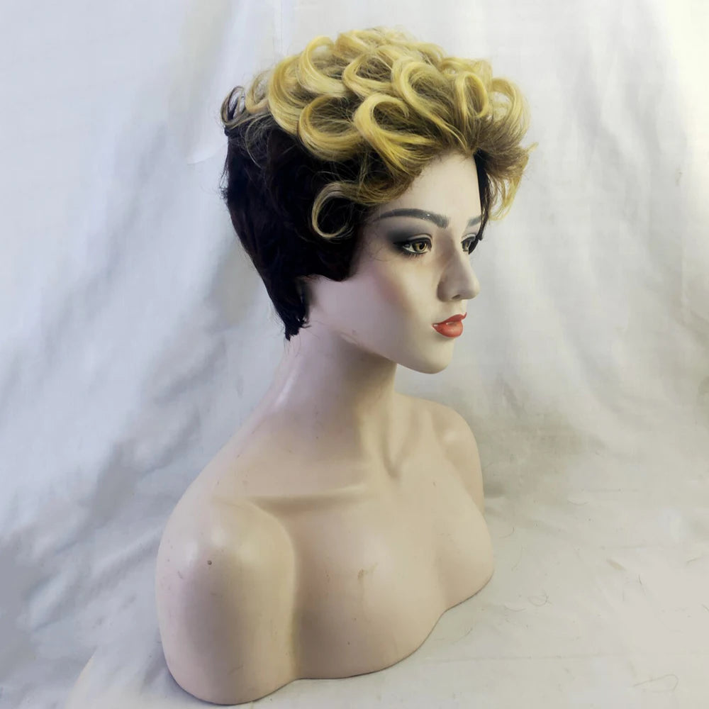 HAIRJOY Synthetic Hair Blonde Wigs for Women Short Curly  Wigs for Black Women Hair Wigs for African American