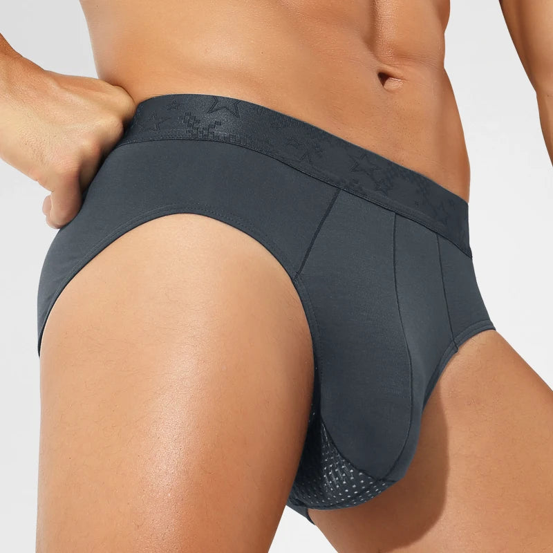 Scrotum Support Underwear Men's Briefs Modal Summer Thin Pants Ice Silk Breathable Mesh Sexy Shorts