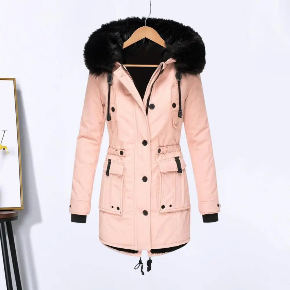 Adding Velvet Thickening Overcoming Outerwear Women's Cotton Jacket 2025 Winter Item Slimming Cotton Coat Outwear Jacket