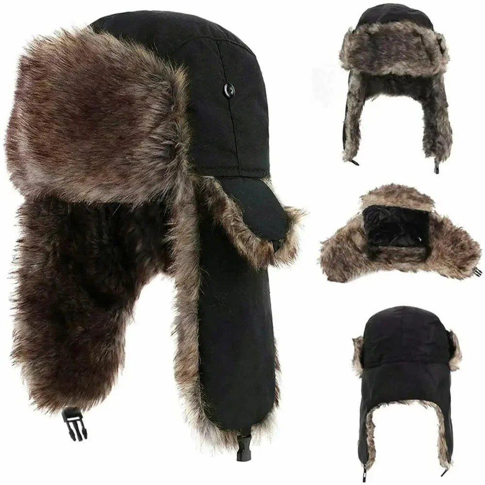 Unisex Warm Men's Women's Trapper Cap Aviator Trooper Earflap Winter Flaps Ski Hat New Er Hats Russian Faux Fur Hats