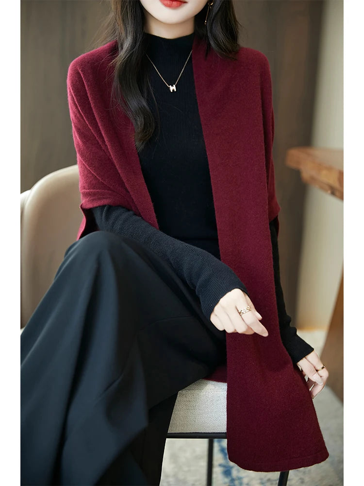 Cardigan Laine Mérinos 100% Femme – Cachemire Doux Col V Automne Hiver