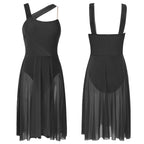 Women Ballet Dance Dress Adult Modern Contemporary Lyrical Dance Costumes Sleeveless Color Block Gymnastics Leotard Dancewear