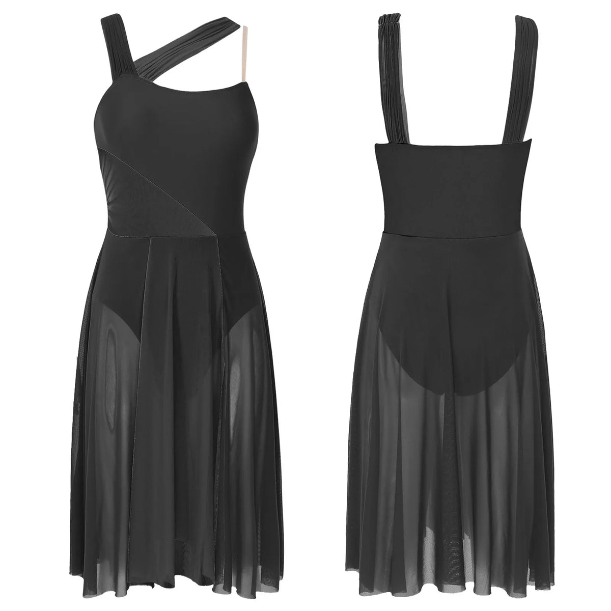 Women Ballet Dance Dress Adult Modern Contemporary Lyrical Dance Costumes Sleeveless Color Block Gymnastics Leotard Dancewear