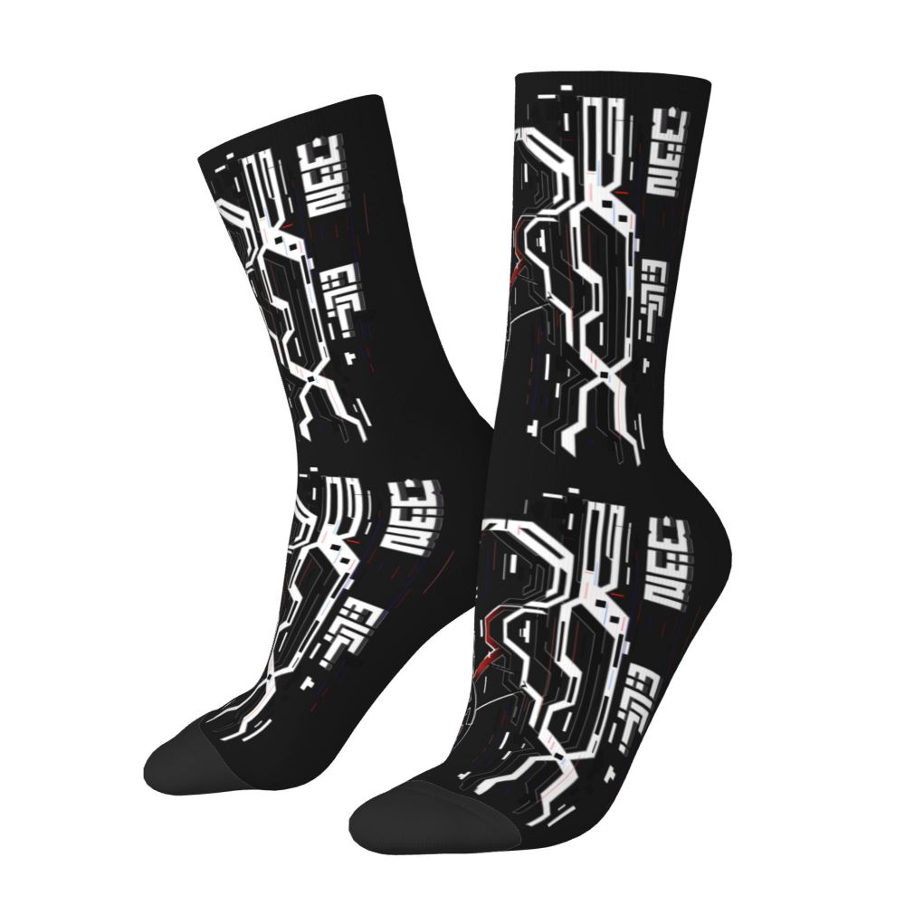 Techwear Men's Crew Socks Unisex Fun Japanese Future Tech Street Wear Style Spring Summer Autumn Winter Dress Socks