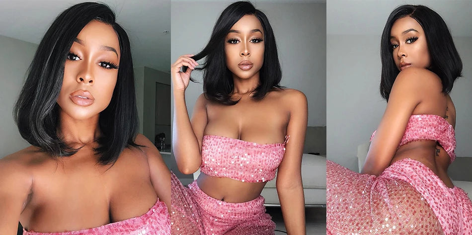 12A Malaysian Straight Bundles With Closure 3 Bundles With Closure Unprocessed Virgin Short Bob Tissage Bouclé Cheveux Humain