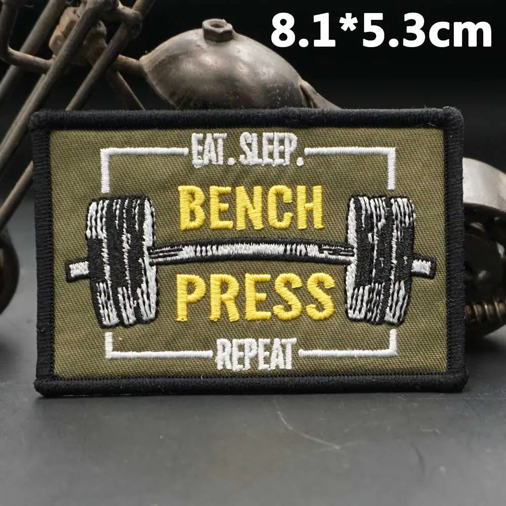 Patch brodé haltérophilie — À coudre sur vêtements, sacs et casquettes