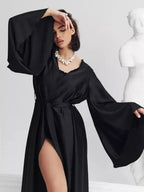 Robe longue femme d’hiver – Ceinture et manches longues