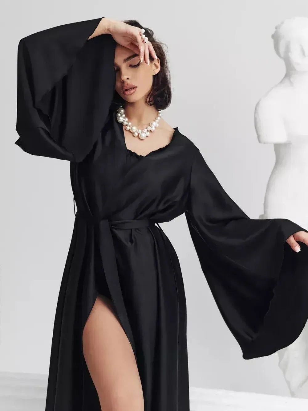 Robe longue femme d’hiver – Ceinture et manches longues