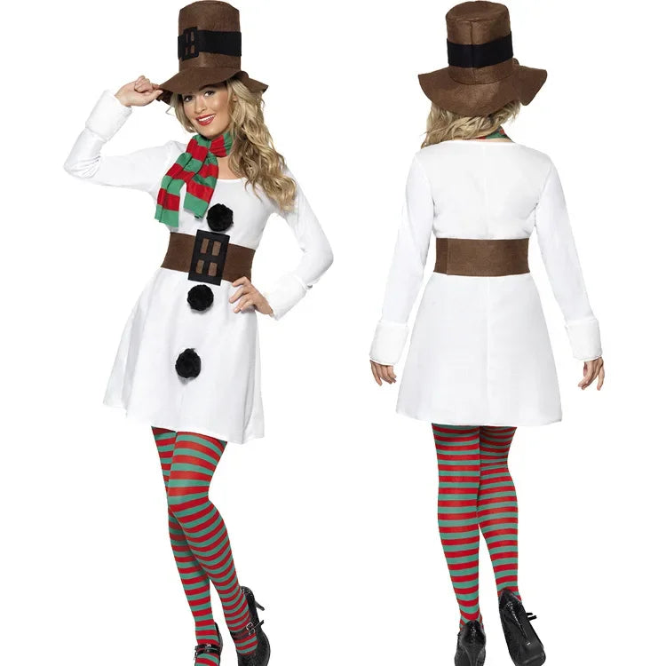 New Christmas Cosplay Costume Anime White Snowman Suit for Adult Women Men Carnival Theme Party Role Playing Outfits