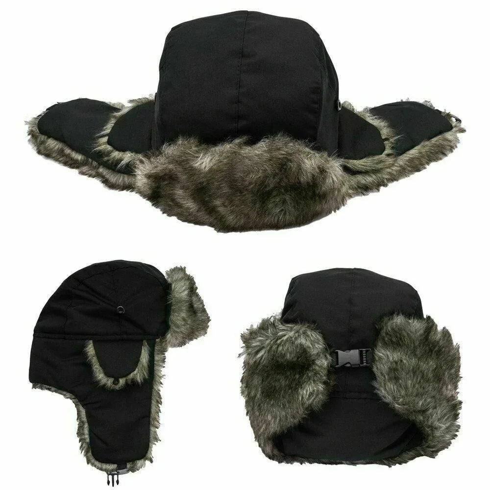 Unisex Warm Men's Women's Trapper Cap Aviator Trooper Earflap Winter Flaps Ski Hat New Er Hats Russian Faux Fur Hats