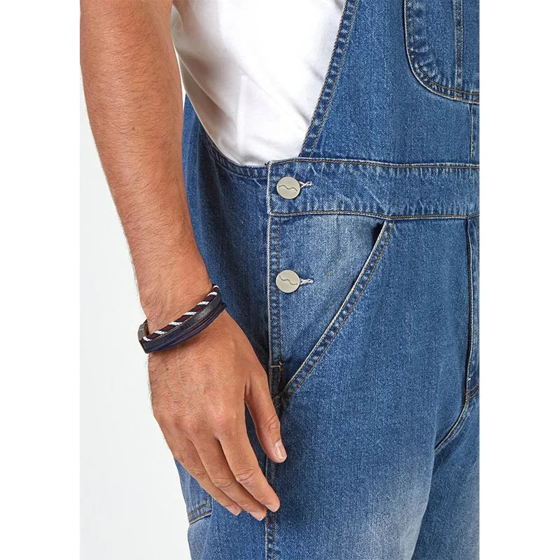 Salopette en jean homme – Coupe droite streetwear bleu clair
