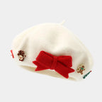 Fashion Christmas Beret Hat Red Green Sweet Christmas Beret Hat Wool Felt Dress Up Xmas Painter Hat New Year Gifts