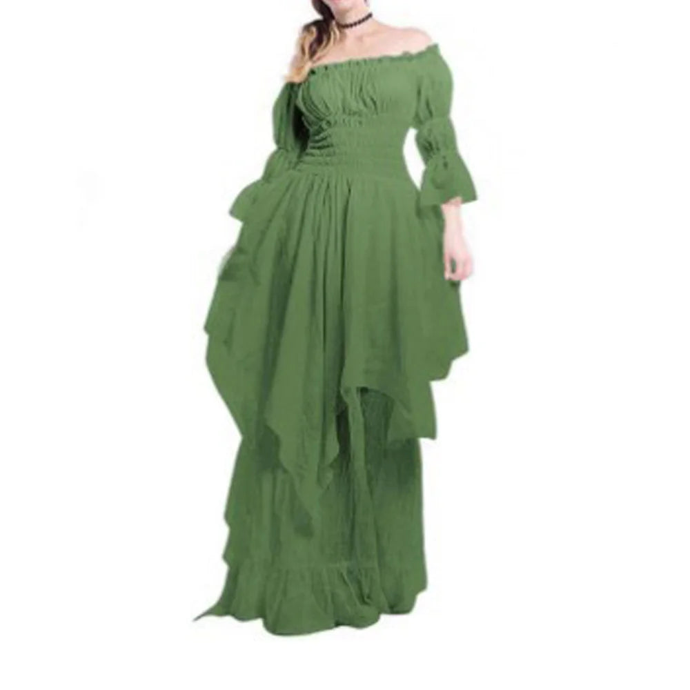 Vintage Medieval Dress Victorian Renaissance Gothic Women Cosplay Halloween Costume Prom Ruffle Princess Gown Plus Size 5XL
