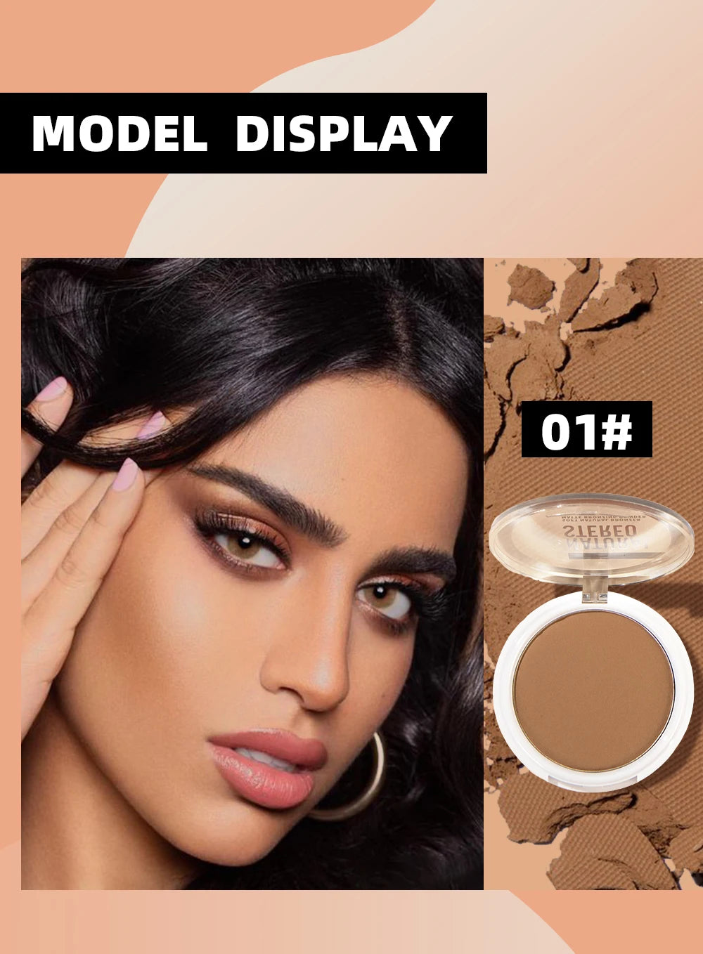 QIBEST Single Color Bronzer Contour Palette Face Shading Grooming Powder Lasting Matte Nose Shadow Highlight Blush Face Makeup