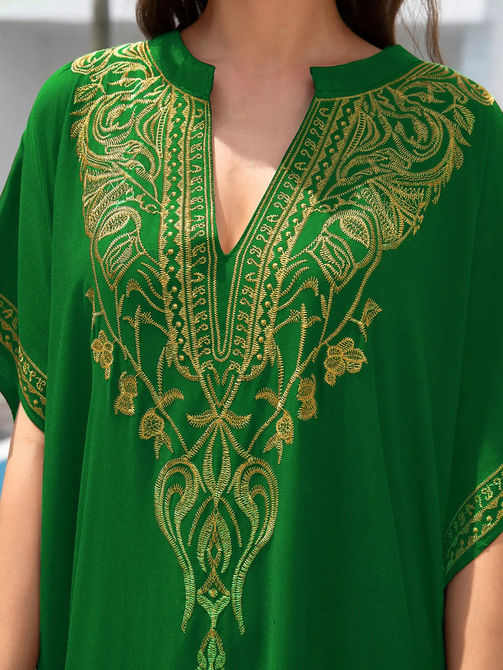 Boho Dress Women's Fashion Cotton Embroidered Beach Sun Protection Dresses For Women Loose Robe Bikini Swimsuit Outer Blouse