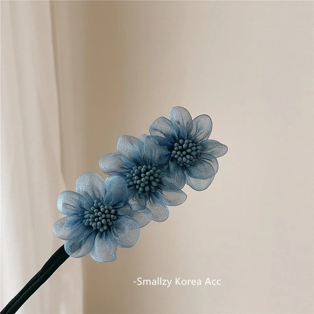 Elegant Shell Pearl Lazy Hair Curler Bow Barrettes Braided Hair Artifact Vintage Women Flower DIY Hair Maker Tools Scrunchies