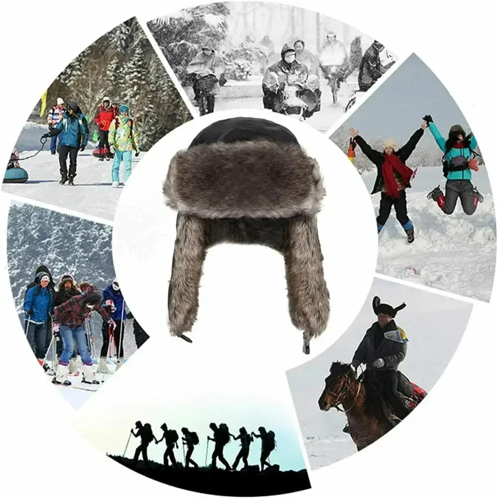 Unisex Warm Men's Women's Trapper Cap Aviator Trooper Earflap Winter Flaps Ski Hat New Er Hats Russian Faux Fur Hats